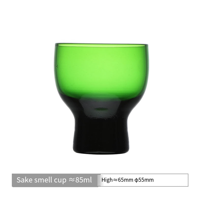 琥珀色の昔/中世の日本製ガラスの酒器、香炉付き香カップ、白ワインカップ、木製の石造りの小さなワインカップ