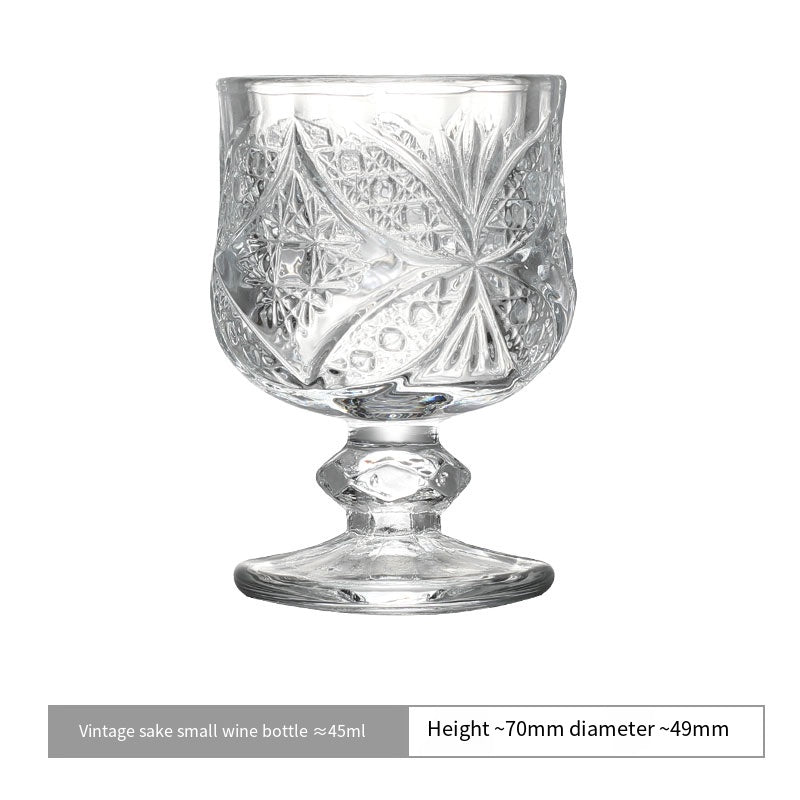 Chuxue Hatsuyuki レトロ彫刻模様酒器 クリスタルガラス 小瓶 中年ワイングラス 侘び寂びカップ