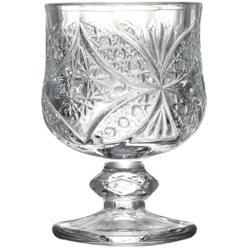 Chuxue Hatsuyuki retro engraved pattern sake glass crystal glass small wine bottle middle-aged wine glass wabi sabi cup