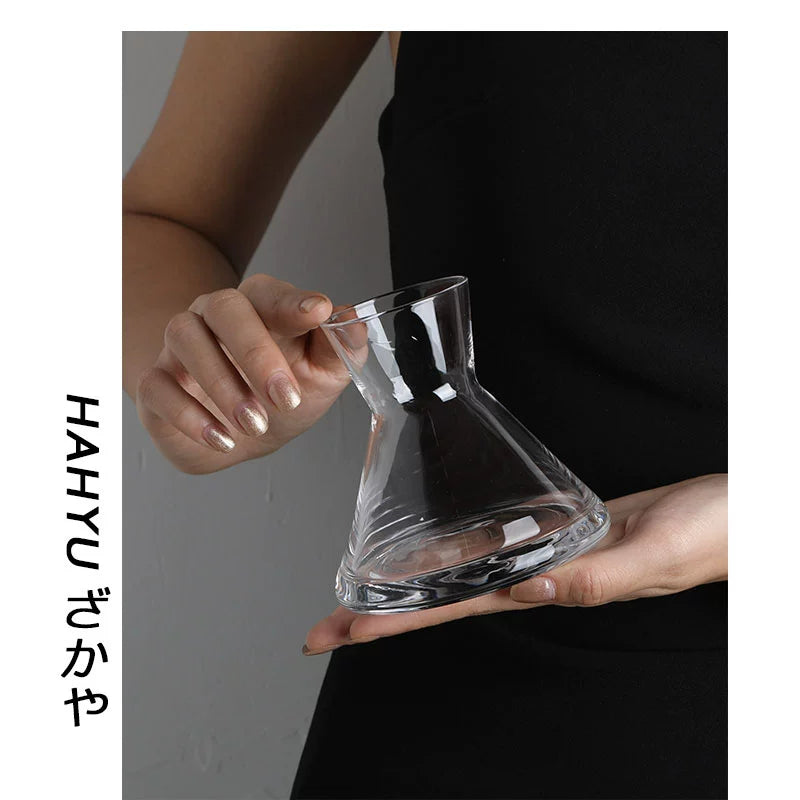 The moon is sinking and people are quietly burning incense around / medieval Japanese-style sake pot wabi-sabi vintage crystal glass