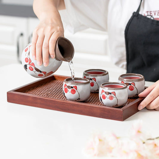 Japanese-style ceramic embroidered eye bird wine set white wine sake white wine glass household hot wine kettle warm wine kettle wine kettle.