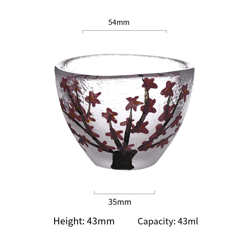 和風梅の花の親指酒器酒器セットクリエイティブ梅の花すりガラスワインディスペンサー酒器セット卸売